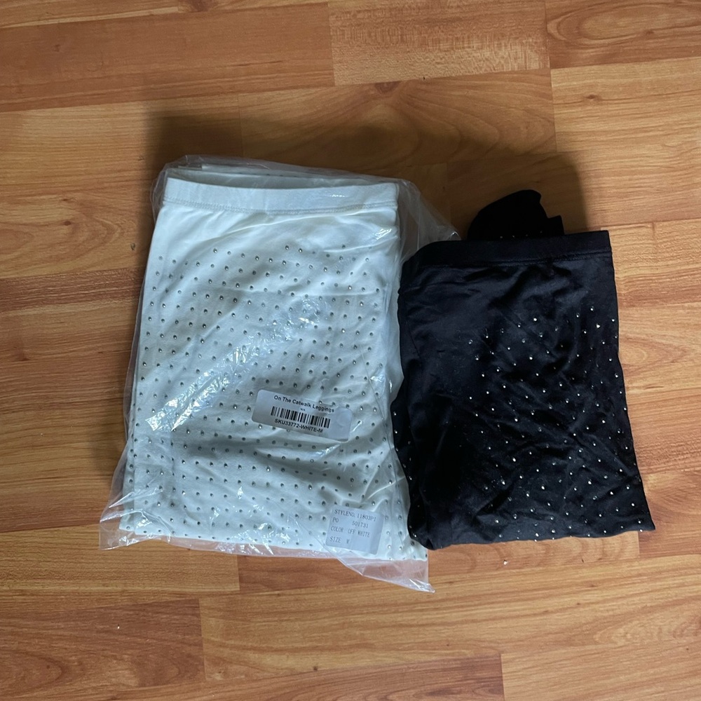 Vocal Black White Rhinestone Leggings Bundle
